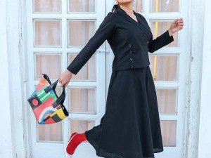 black-linen-jacket-skirt-set